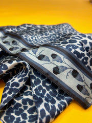 Leopard Print Blues Silk Scarf